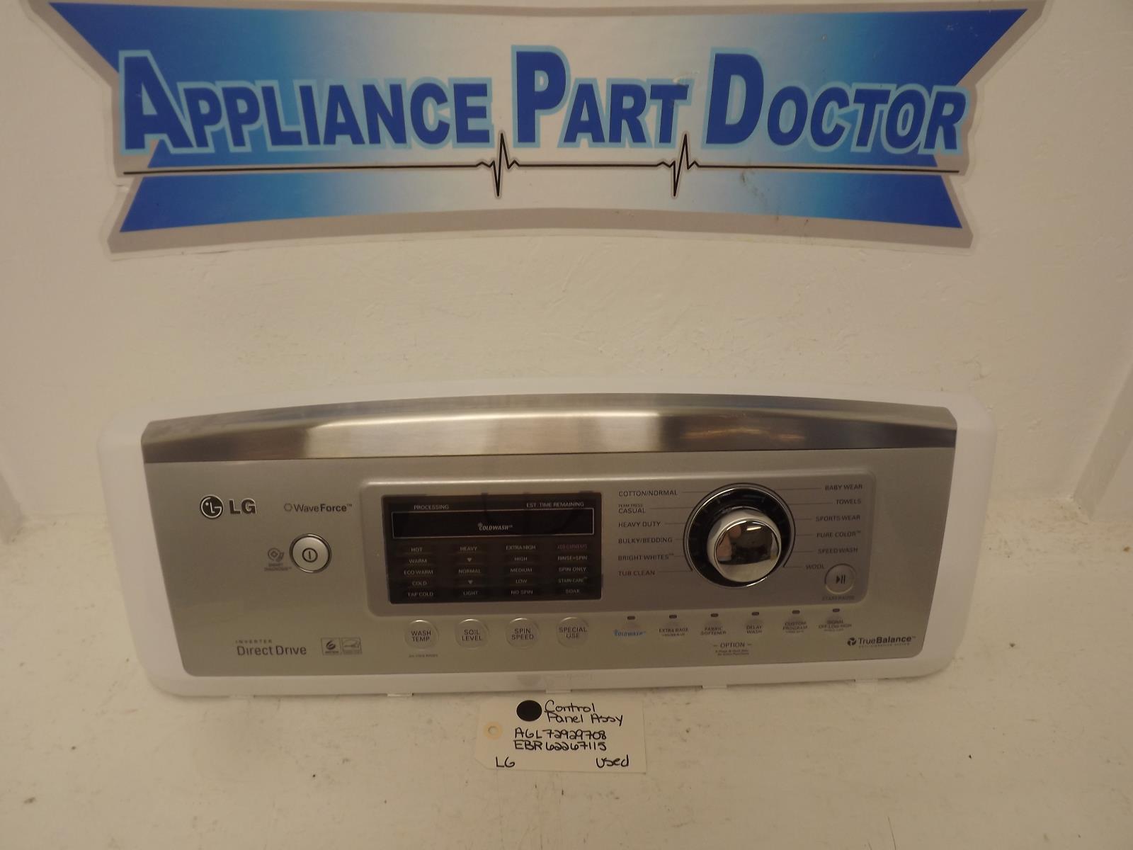 LG Washer AGL72929708 EBR62267115 Control Panel Assy Used LG Washer AGL72929708 EBR62267115 Control Panel Assy Used